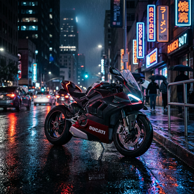 Los Angeles Neon Cyberpunk Biking